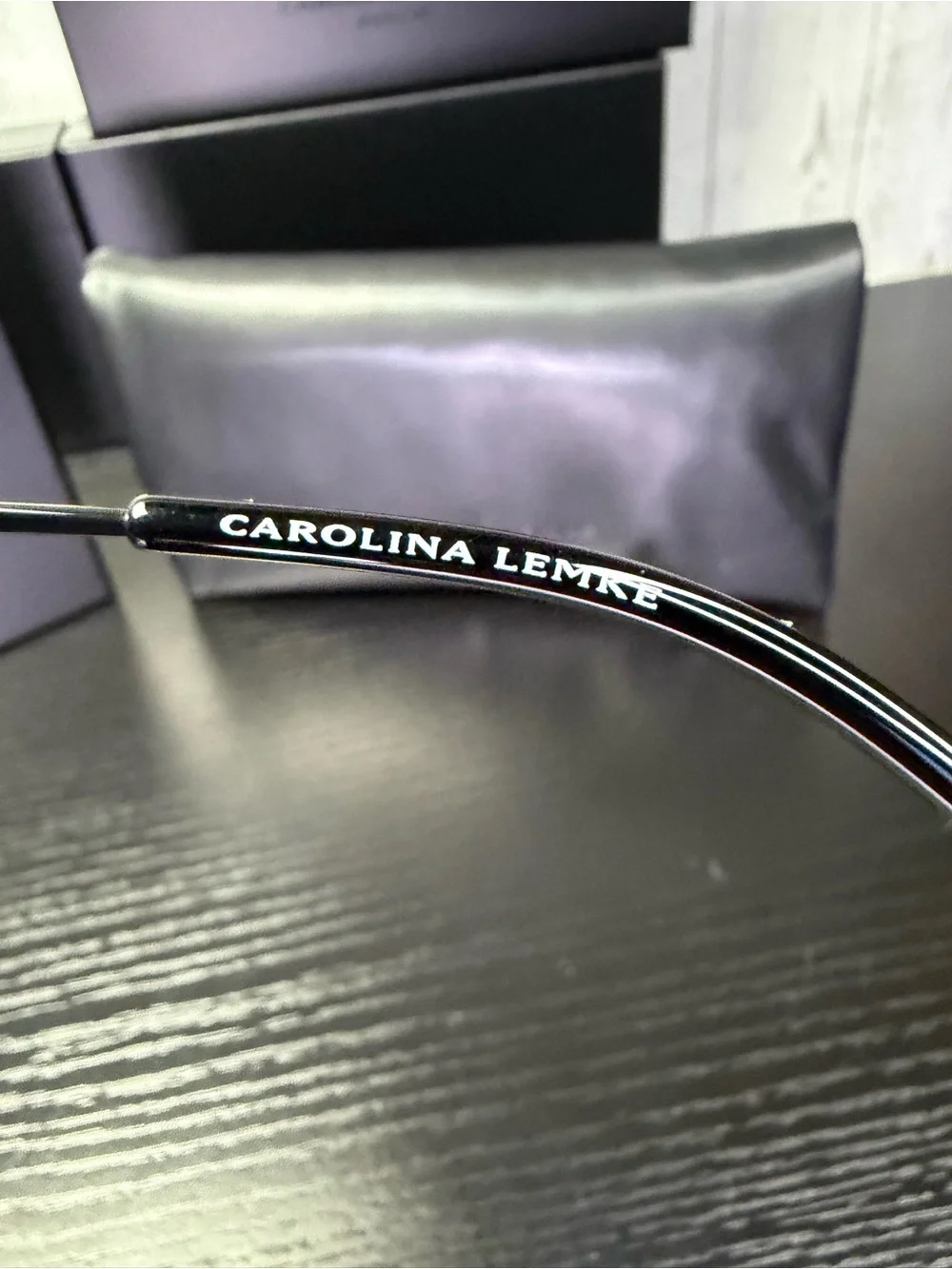Carolina Lemke Oval Metal Frame Sunglasses - Black Lenses